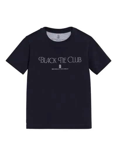 Brunello Cucinelli Kids' Printed Jersey T-shirt In Black