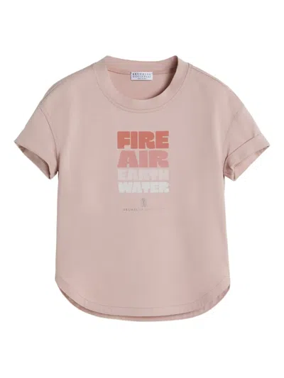 Brunello Cucinelli Kids' Printed Jersey T-shirt In Neutral