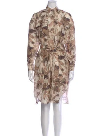 Pre-owned Brunello Cucinelli Printed Knee-length Dress W/ Tags In Neutral