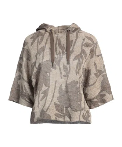 Brunello Cucinelli Printed Knit Sweater In Gray