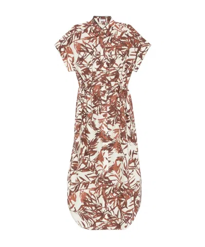 Brunello Cucinelli Printed Maxi Dress In Brown