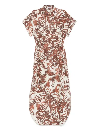 Brunello Cucinelli Printed Maxi Dress In Neutrals