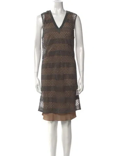 Pre-owned Brunello Cucinelli Printed Mini Dress In Gray