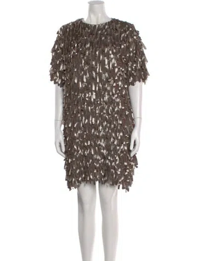 Pre-owned Brunello Cucinelli Printed Mini Dress In Neutral