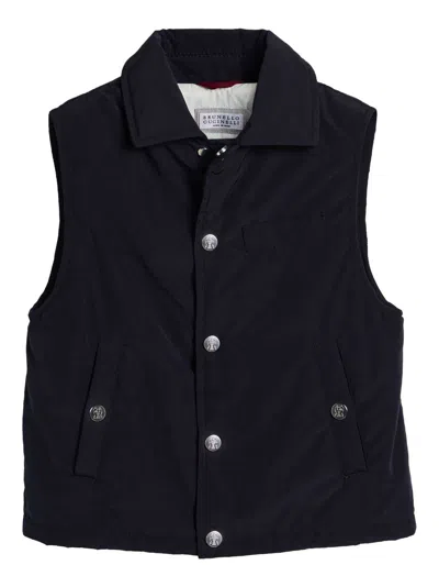 Brunello Cucinelli Kids' Printed Padded Gilet In Blue