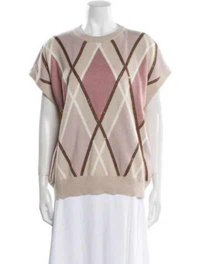 Pre-owned Brunello Cucinelli Printed Scoop Neck Sweater In Neutral