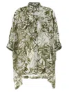 Brunello Cucinelli Leaf Print Sheer Fabric High-low Hem Shirt