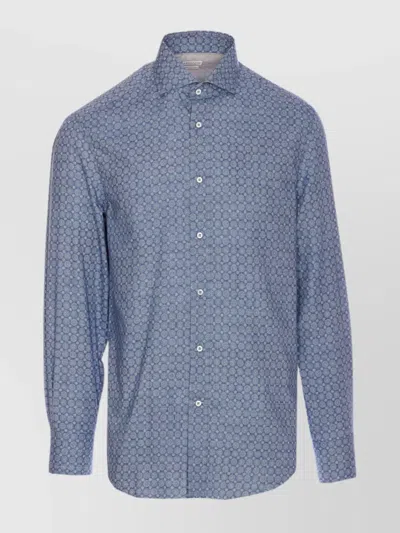 Brunello Cucinelli Printed Shirt With Button-down Collar And Long Sleeves