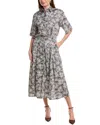 Brunello Cucinelli Printed Silk-blend Midi Dress In Gray