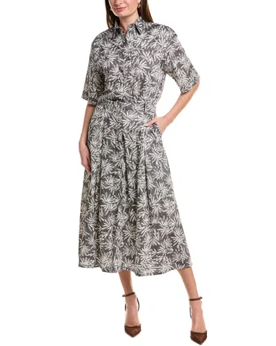Brunello Cucinelli Printed Silk-blend Midi Dress In Pattern