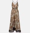 Brunello Cucinelli Papyrus Print Dress With Monili