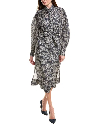 Brunello Cucinelli Printed Silk Midi Dress In Pattern