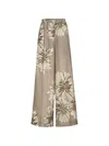 Brunello Cucinelli Elegant Silk Trousers With Stamped Floral Design In Green