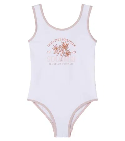 Brunello Cucinelli Babies' Printed Swimsuit In White
