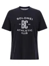 Brunello Cucinelli Graphic Print Crew Neck T-shirt With Side Slits In Black