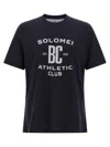 Brunello Cucinelli Graphic Print Crew Neck T-shirt With Side Slits In Black