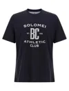 Brunello Cucinelli Graphic Print Crew Neck T-shirt With Side Slits In Black