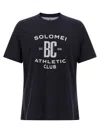 Brunello Cucinelli Graphic Print Crew Neck T-shirt With Side Slits In Black