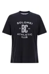 Brunello Cucinelli Graphic Print Crew Neck T-shirt With Side Slits In Blue