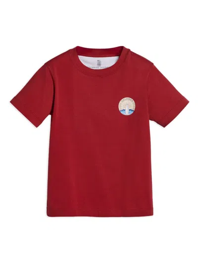 Brunello Cucinelli Kids' Printed T-shirt In Red