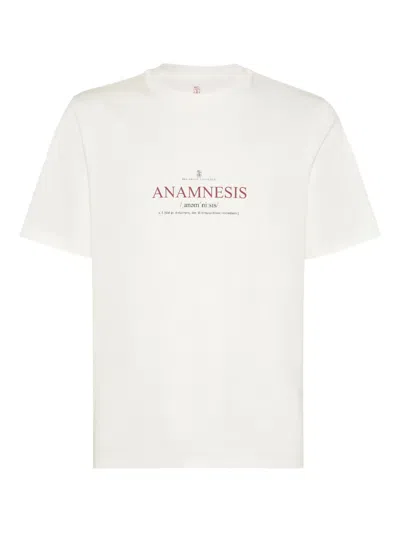Brunello Cucinelli Cotton Anamnesis Print T-shirt In White