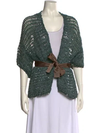 Pre-owned Brunello Cucinelli Printed V-neck Blouse In Green