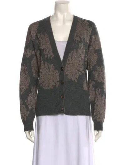 Pre-owned Brunello Cucinelli Printed V-neck Sweater In Multi