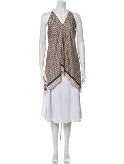 Pre-owned Brunello Cucinelli Printed V-neck Tunic W/ Tags In Neutral