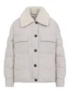 Brunello Cucinelli Shearling-collar Down Jacket In White