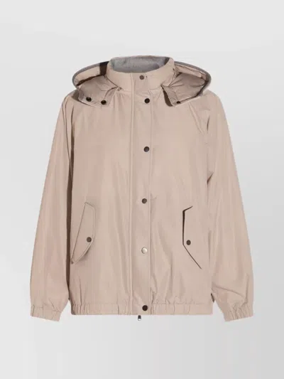 Brunello Cucinelli Puffer Jackets With Hood And Flap Pockets In White