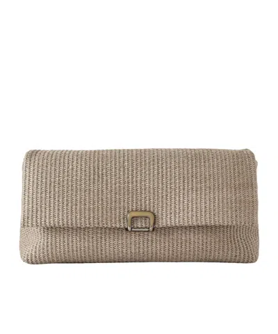 Brunello Cucinelli Puffy Raffia Clutch In Neutral