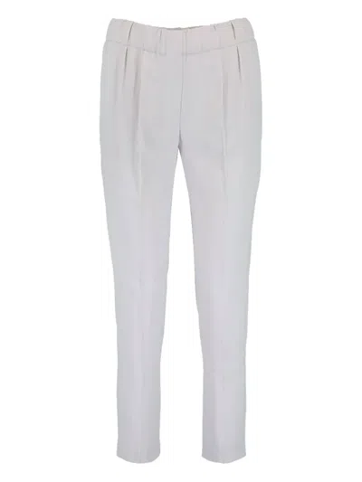 Brunello Cucinelli Pull-on Pleated Trousers In White