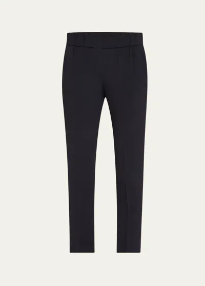 Brunello Cucinelli Pull-on Silk Crepe Pants In C060 Blu