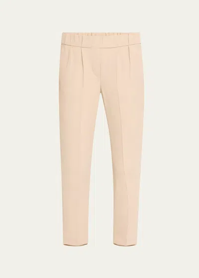 Brunello Cucinelli Pull-on Silk Crepe Pants In C9504 Feather
