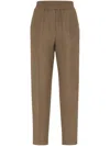 Brunello Cucinelli Brown Linen Blend Trousers In 褐色