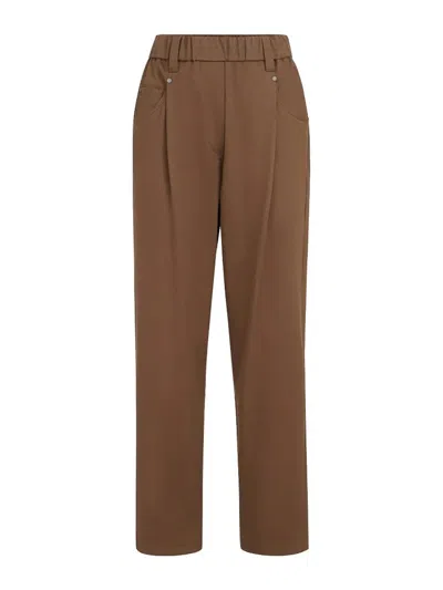 Brunello Cucinelli Pull On Trousers In Brown