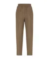 Brunello Cucinelli Brown Linen Blend Trousers In Brown