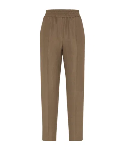 BRUNELLO CUCINELLI BRUNELLO CUCINELLI STRIPED-DETAILED TAPERED-LEG TROUSERS