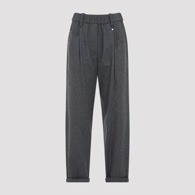 Brunello Cucinelli Pull-on Pants In Virgin Wool Cashmere Blend In Gray
