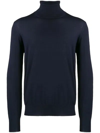 Brunello Cucinelli Turtle Neck Pullover In Wool In Blue