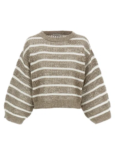BRUNELLO CUCINELLI PULLOVER DAZZLING RIBBED NET