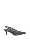 Brunello Cucinelli Brown Mesh Embroidered Slingback<br/> In Brown