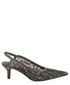 Brunello Cucinelli Brown Mesh Embroidered Slingback<br/> In Brown
