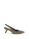 Brunello Cucinelli City Slingback Heels In Gray