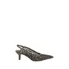Brunello Cucinelli Brown Mesh Embroidered Slingback<br/>