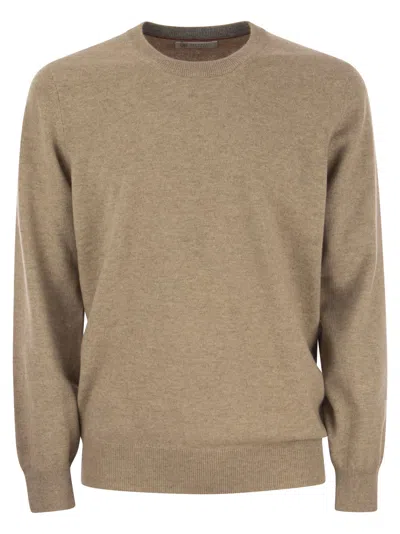 Brunello Cucinelli Pure Cashmere Crew-neck Sweater In Brown