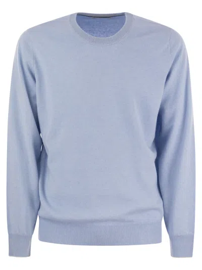 Brunello Cucinelli Pure Cashmere Crew-neck Sweater In Clear Blue