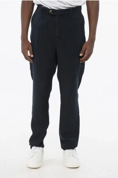 Brunello Cucinelli Pure Linen Cargo Pants With Belt Loops