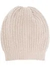 Brunello Cucinelli Purl-knit Ribbed-trim Beanie In Neutrals