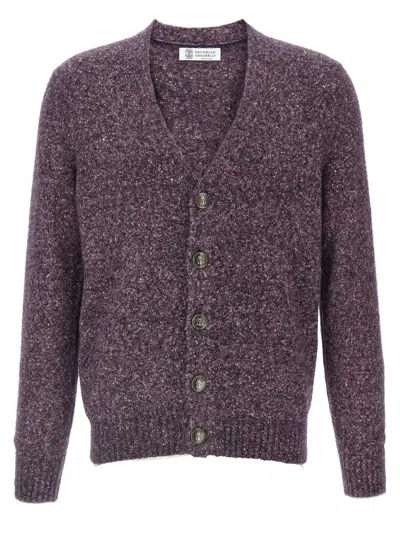 BRUNELLO CUCINELLI PURPLE BUTTONED CARDIGAN